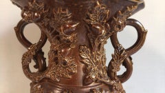 19th Century French Pottery Vase with Grapes