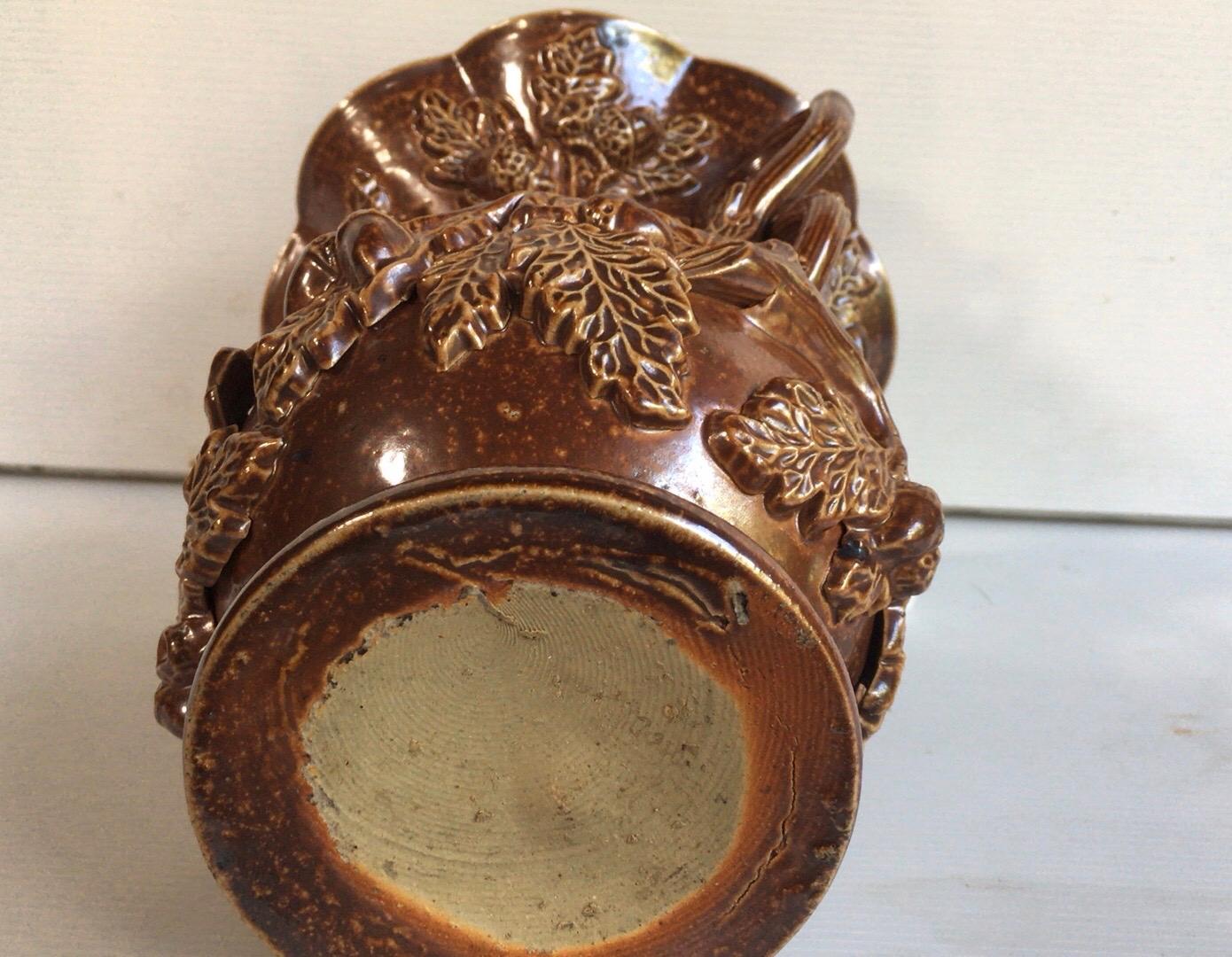 19th Century French Pottery Vase with Grapes In Good Condition For Sale In Austin, TX