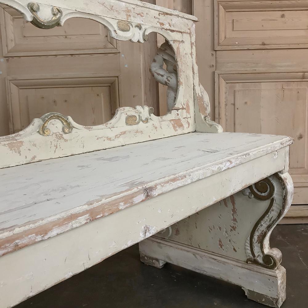 19th Century French Prayer Bench with Angels For Sale 1