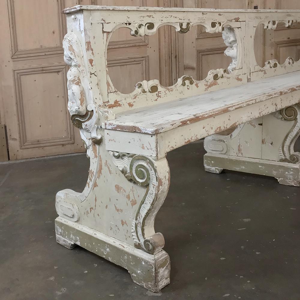 Late 19th Century 19th Century French Prayer Bench with Angels For Sale