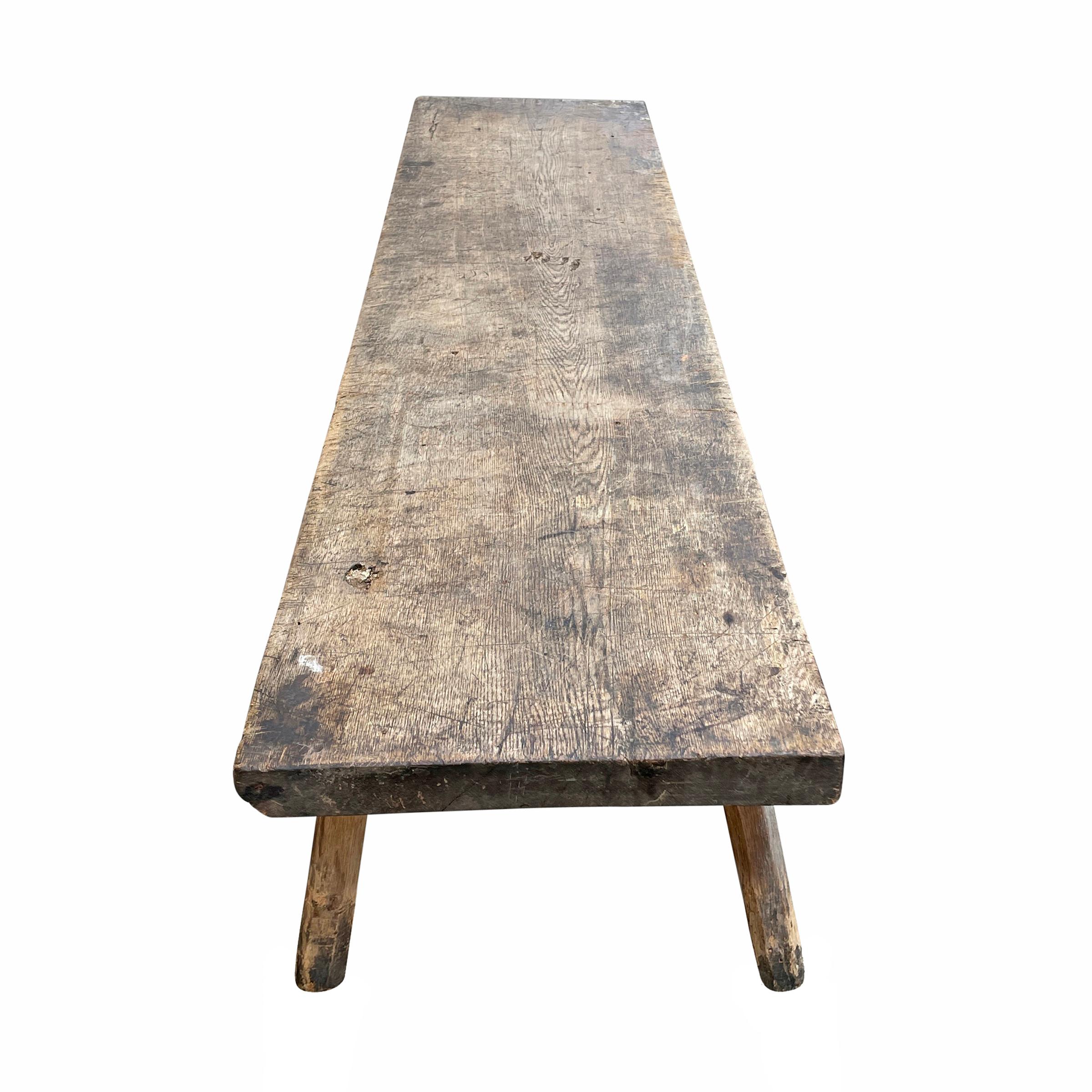 Oak 19th Century French Primitive Low Table For Sale