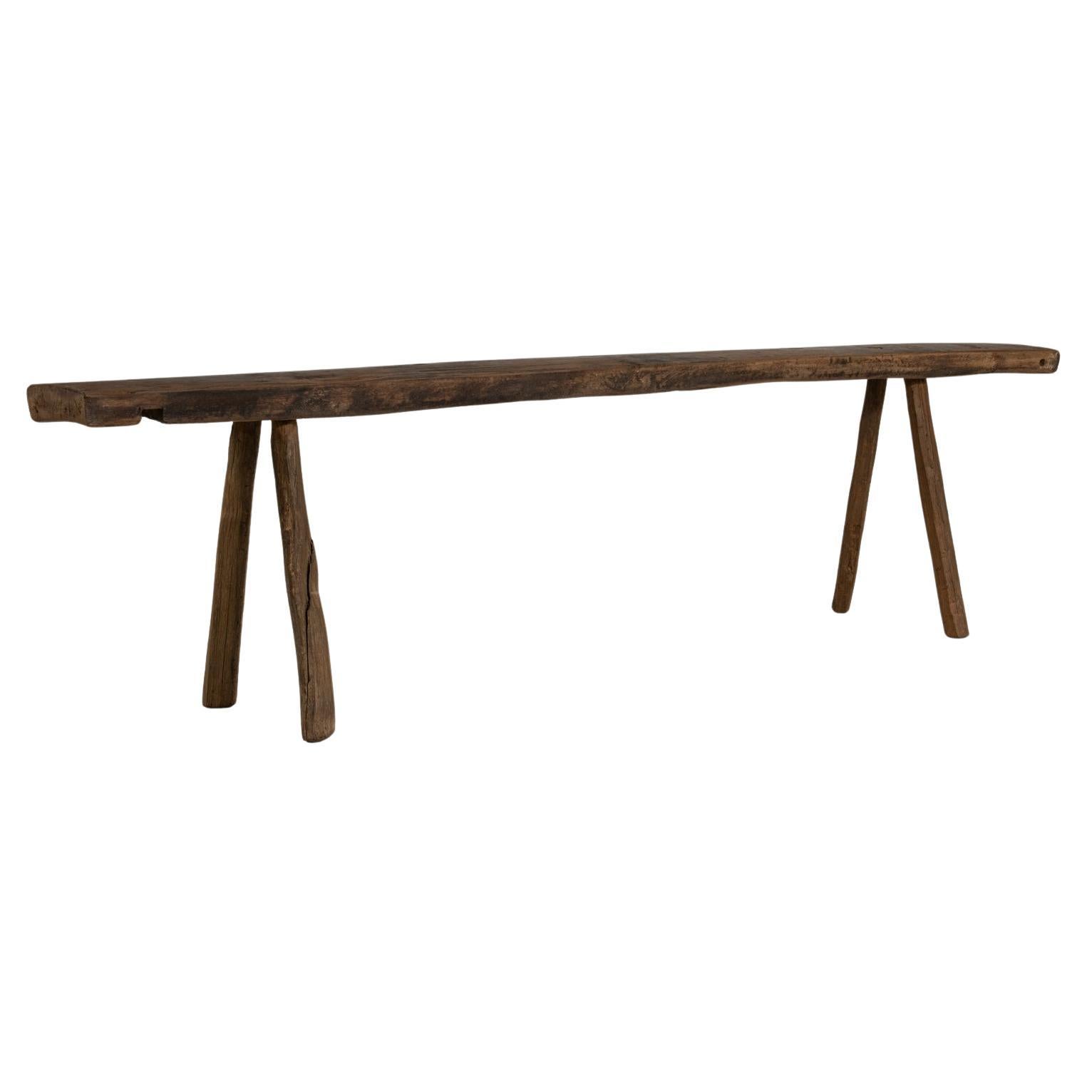 19th Century French Primitive Oak Bench For Sale