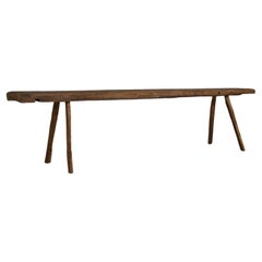 19th Century French Primitive Oak Bench