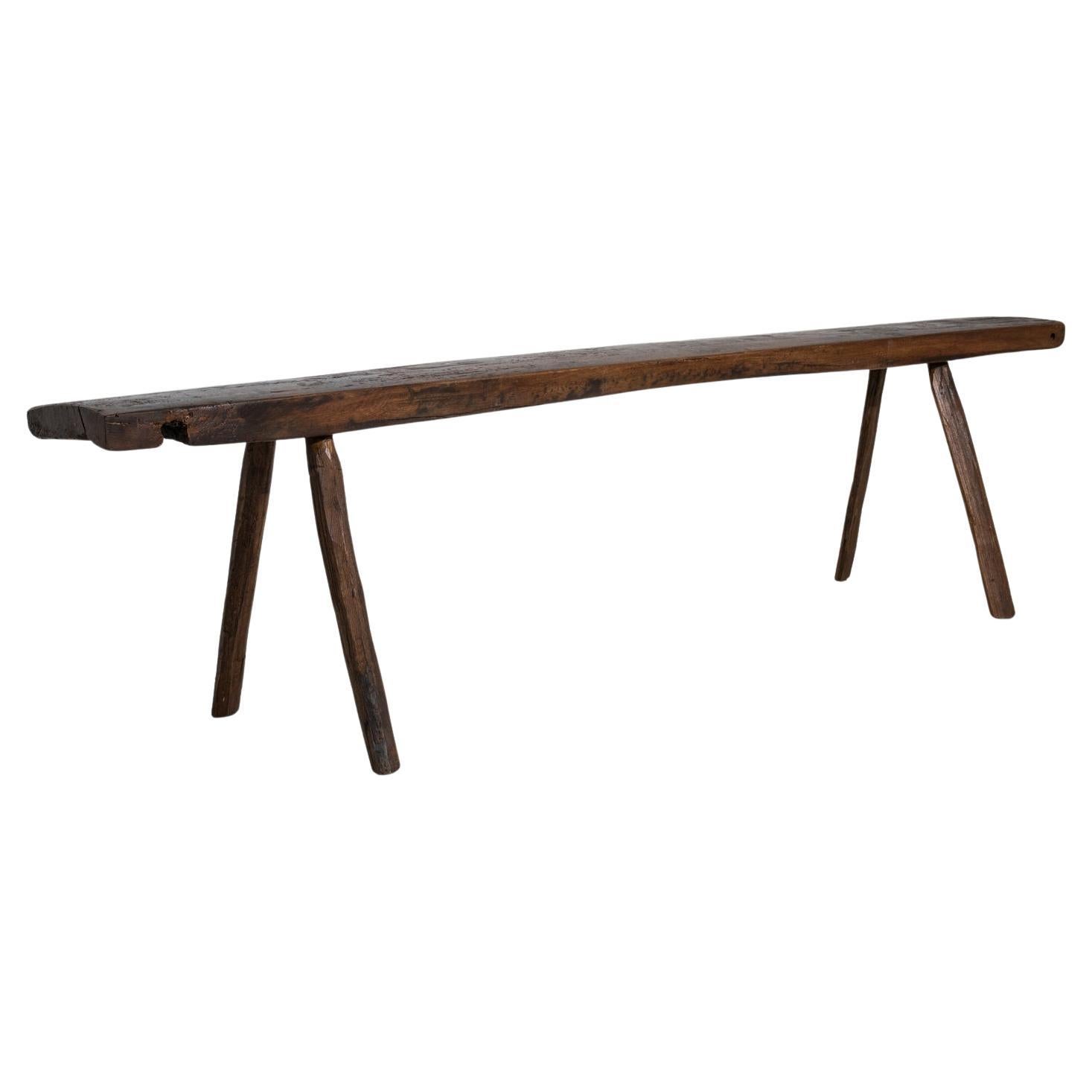 Banco de roble primitivo francés del siglo XIX en venta