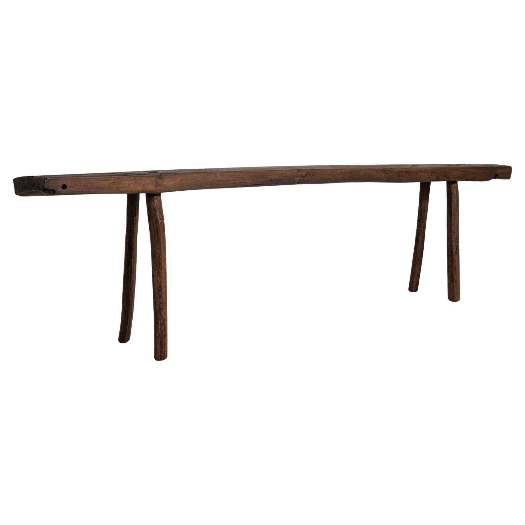 19th Century French Primitive Oak Bench For Sale