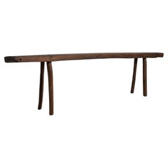 19th Century French Primitive Oak Bench