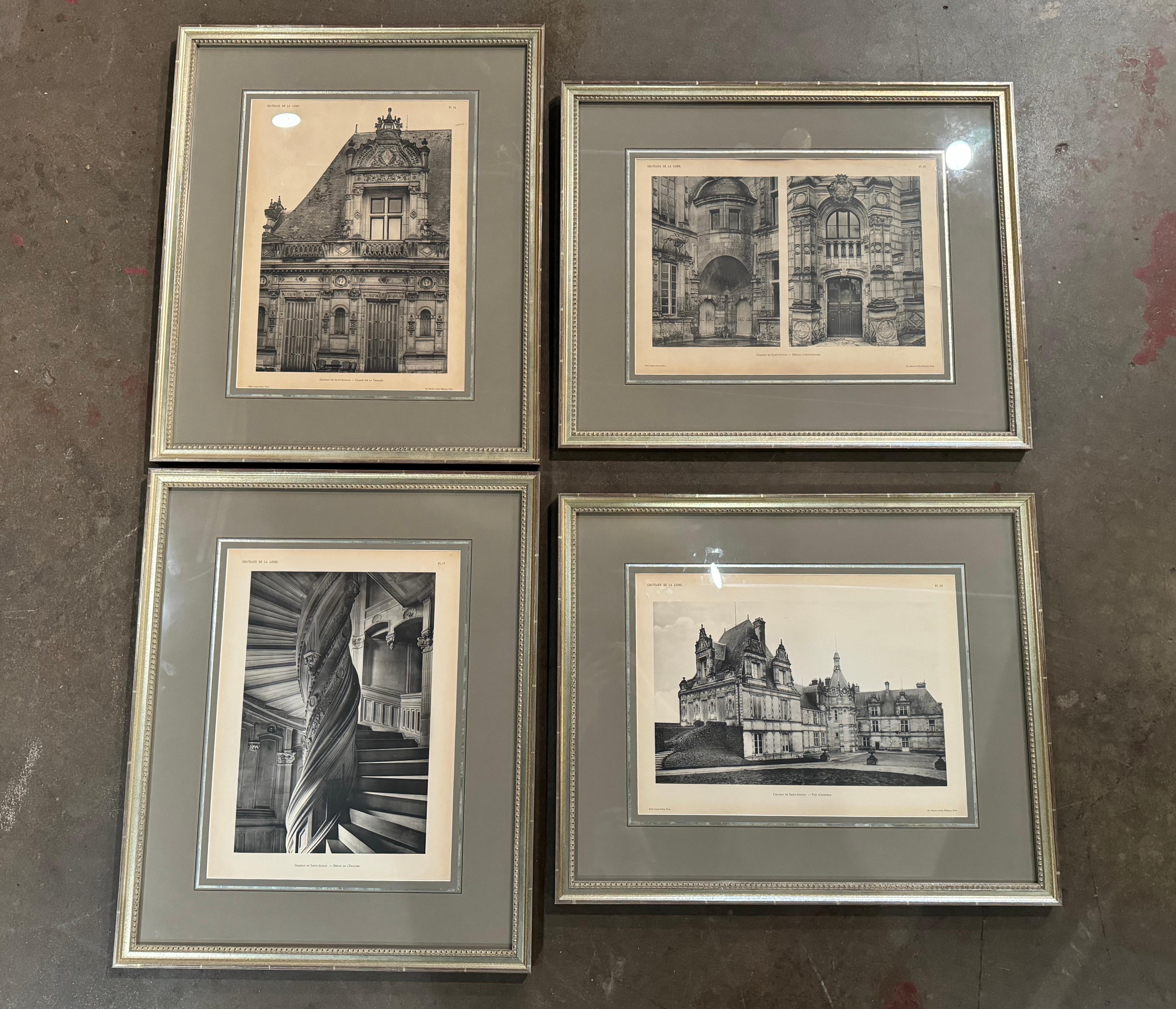 Wood 19th Century French Prints in Frames, 