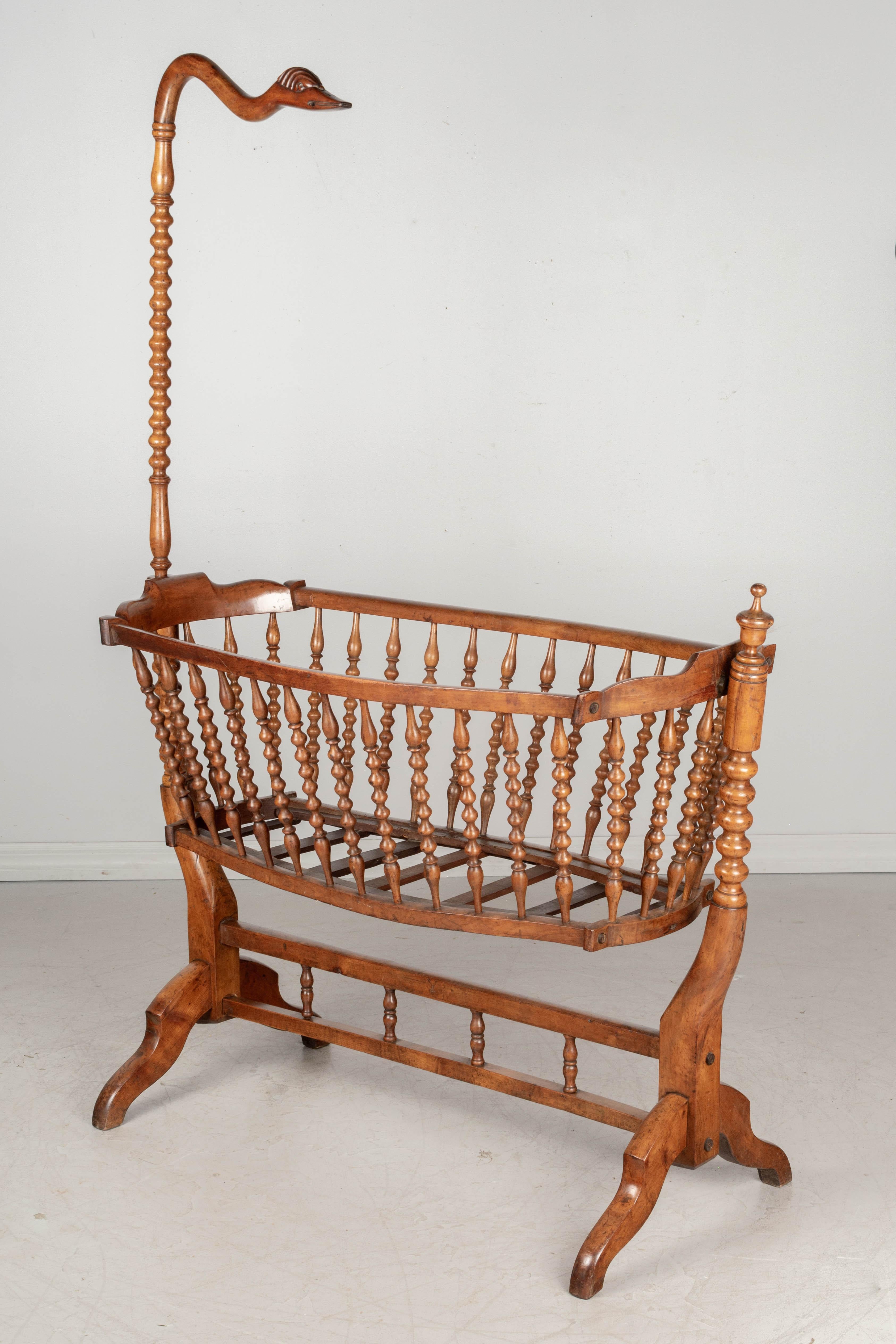 Hand-Crafted 19th Century French Provencal Baby Cradle