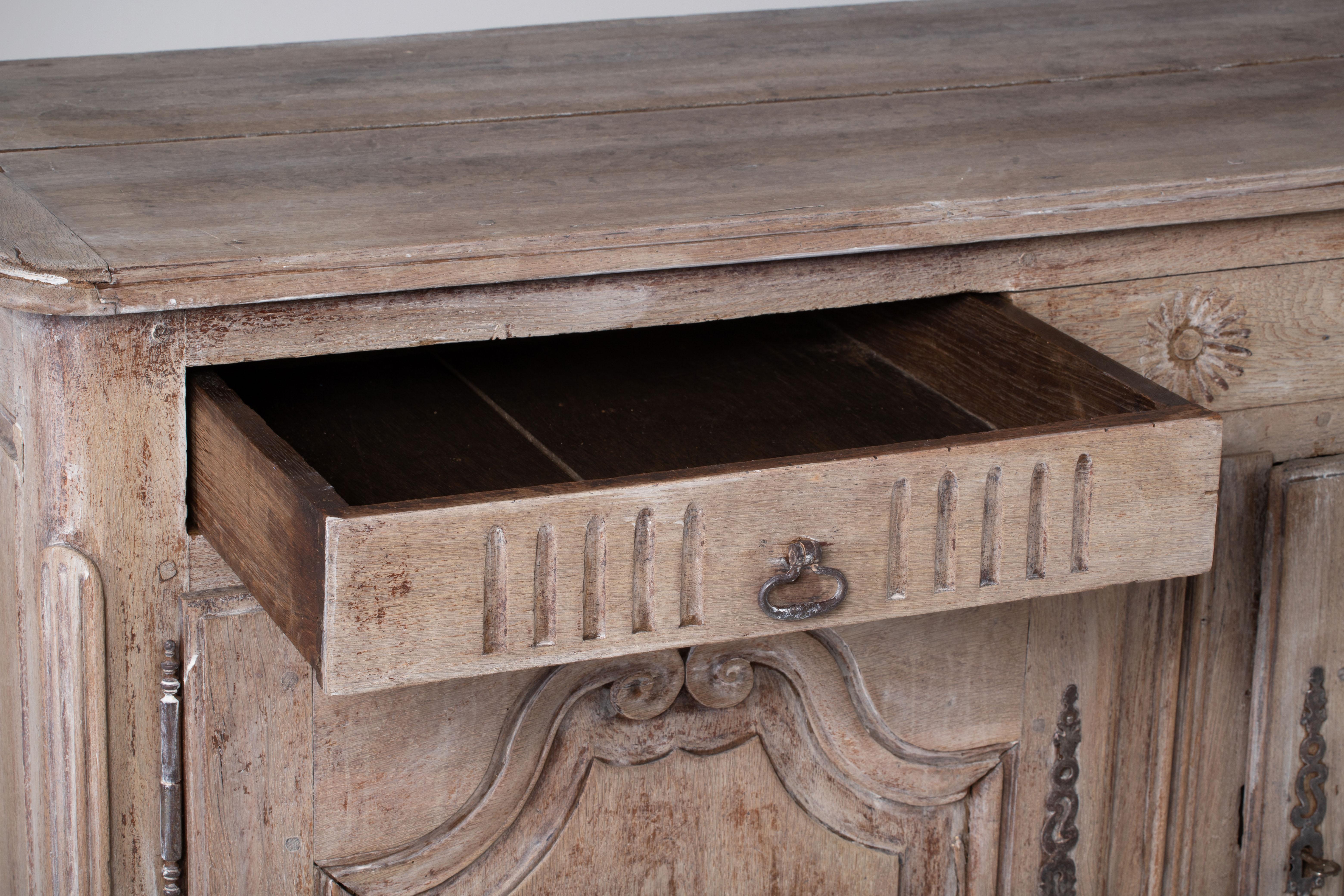 19th Century French Provencal Bleached Oak Buffet Cabinet For Sale 3