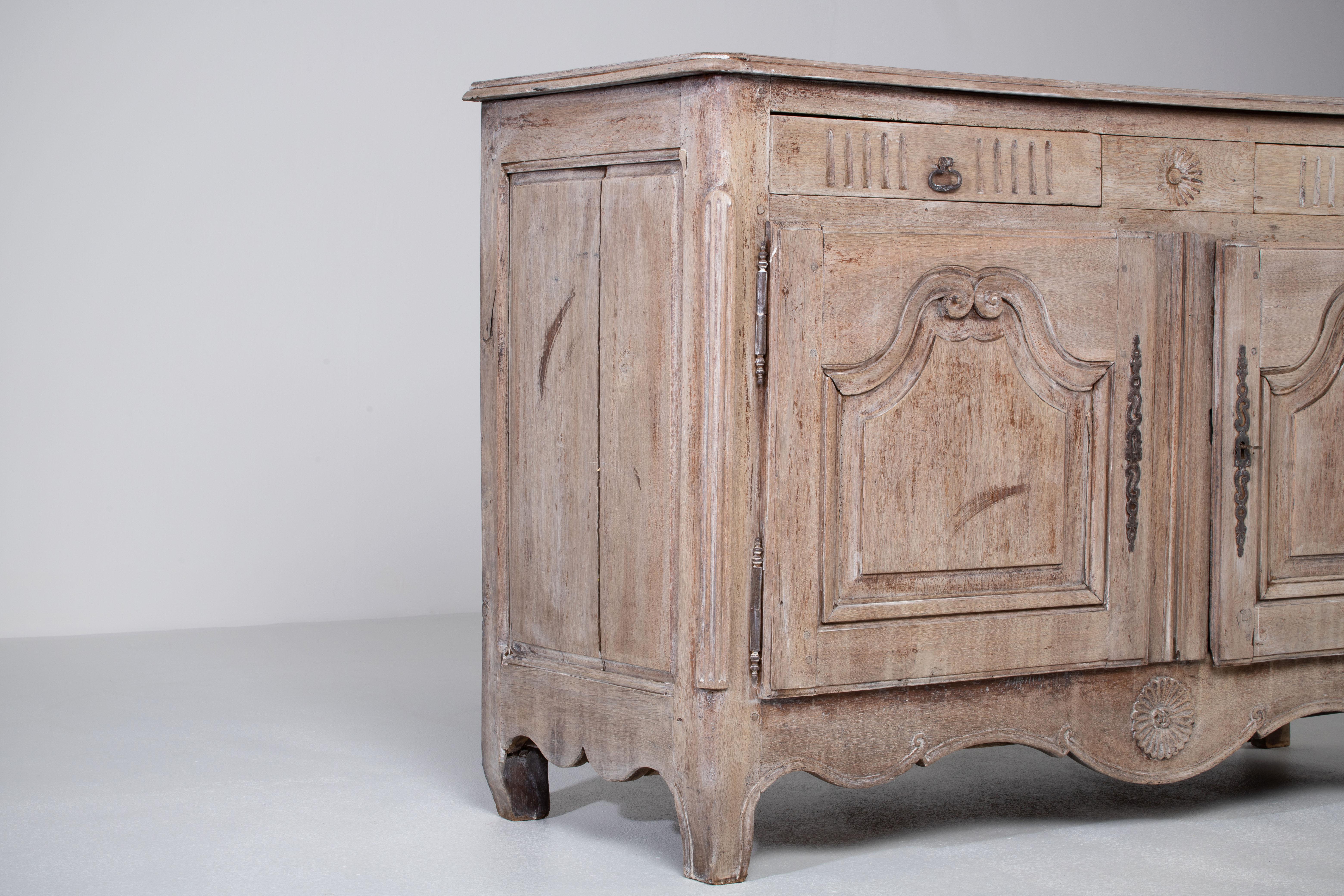 19th Century French Provencal Bleached Oak Buffet Cabinet For Sale 4