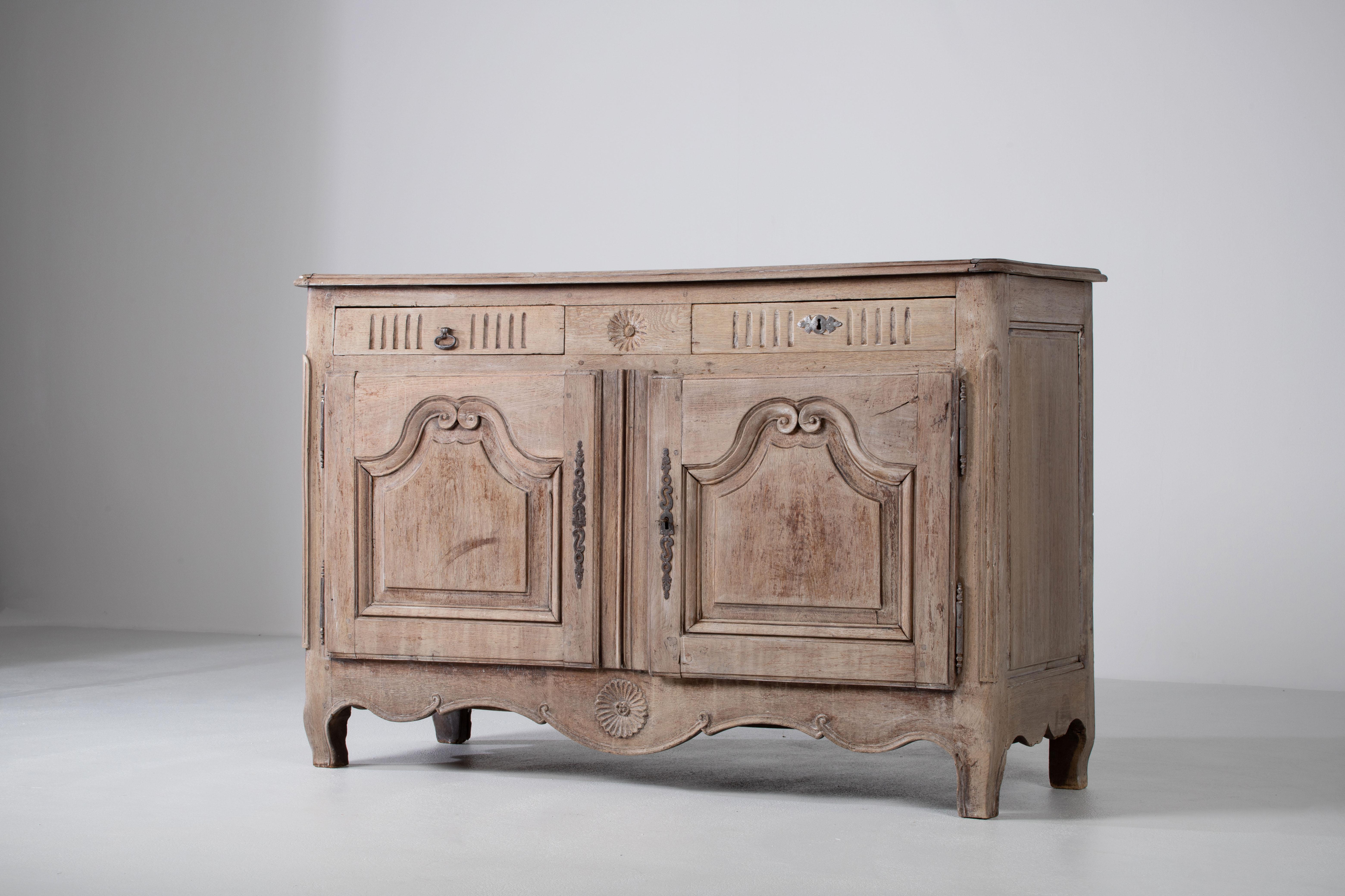 19th Century French Provencal Bleached Oak Buffet Cabinet For Sale 6