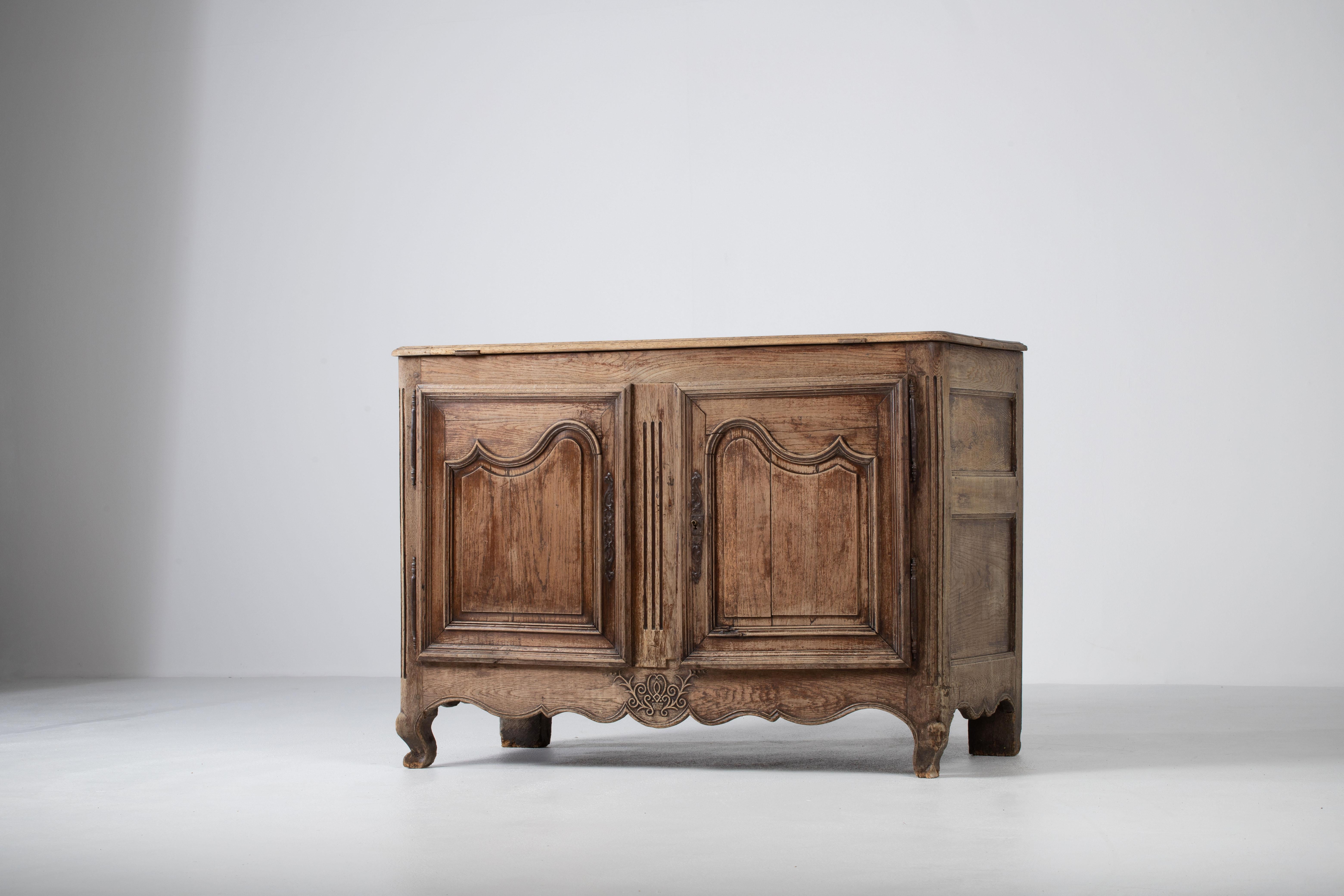 French Provincial 19th Century French Provencal Bleached Oak Buffet Cabinet For Sale