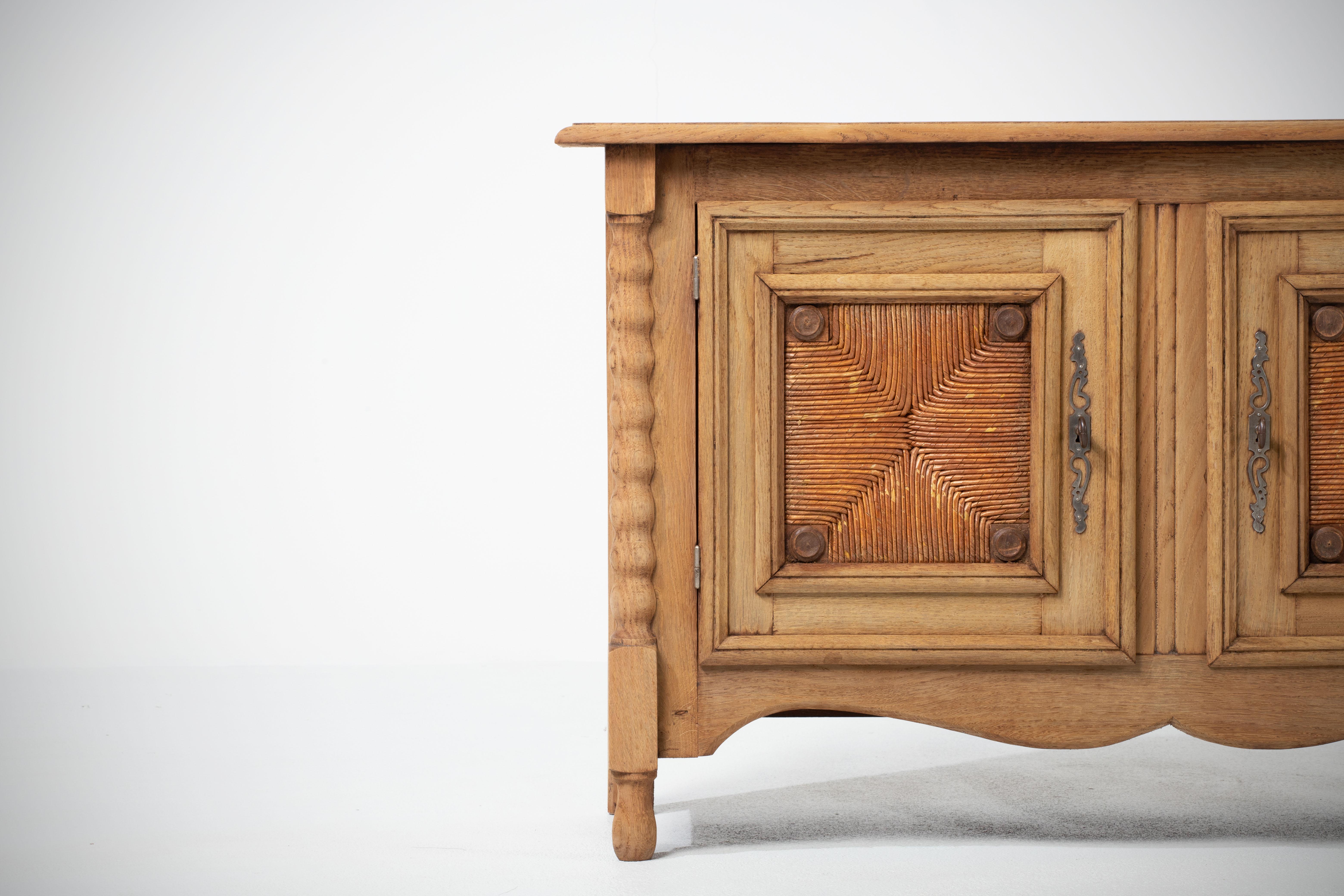 Mid-20th Century 20th Century French Provencal Bleached Oak Buffet Cabinet For Sale