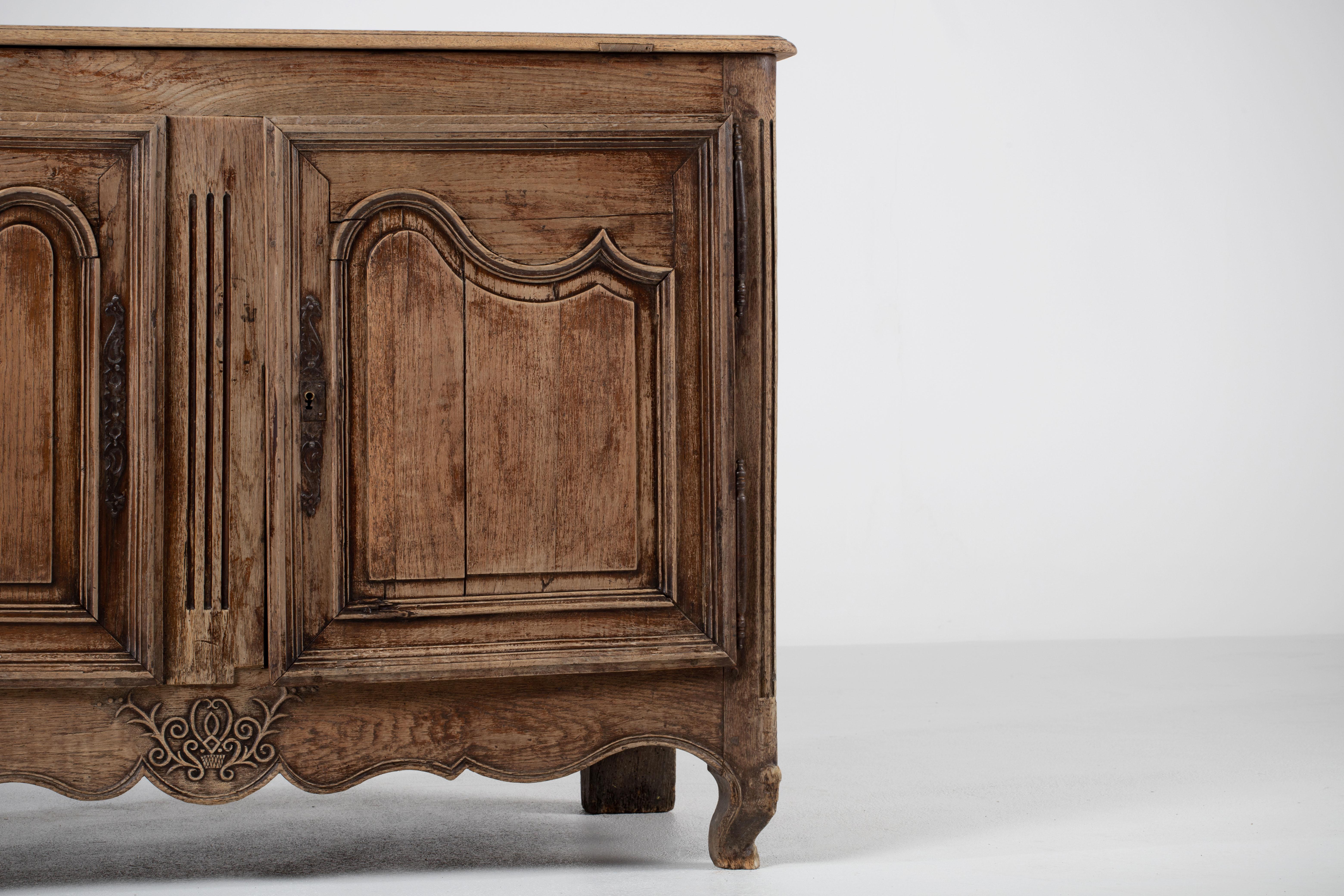 19th Century French Provencal Bleached Oak Buffet Cabinet For Sale 4