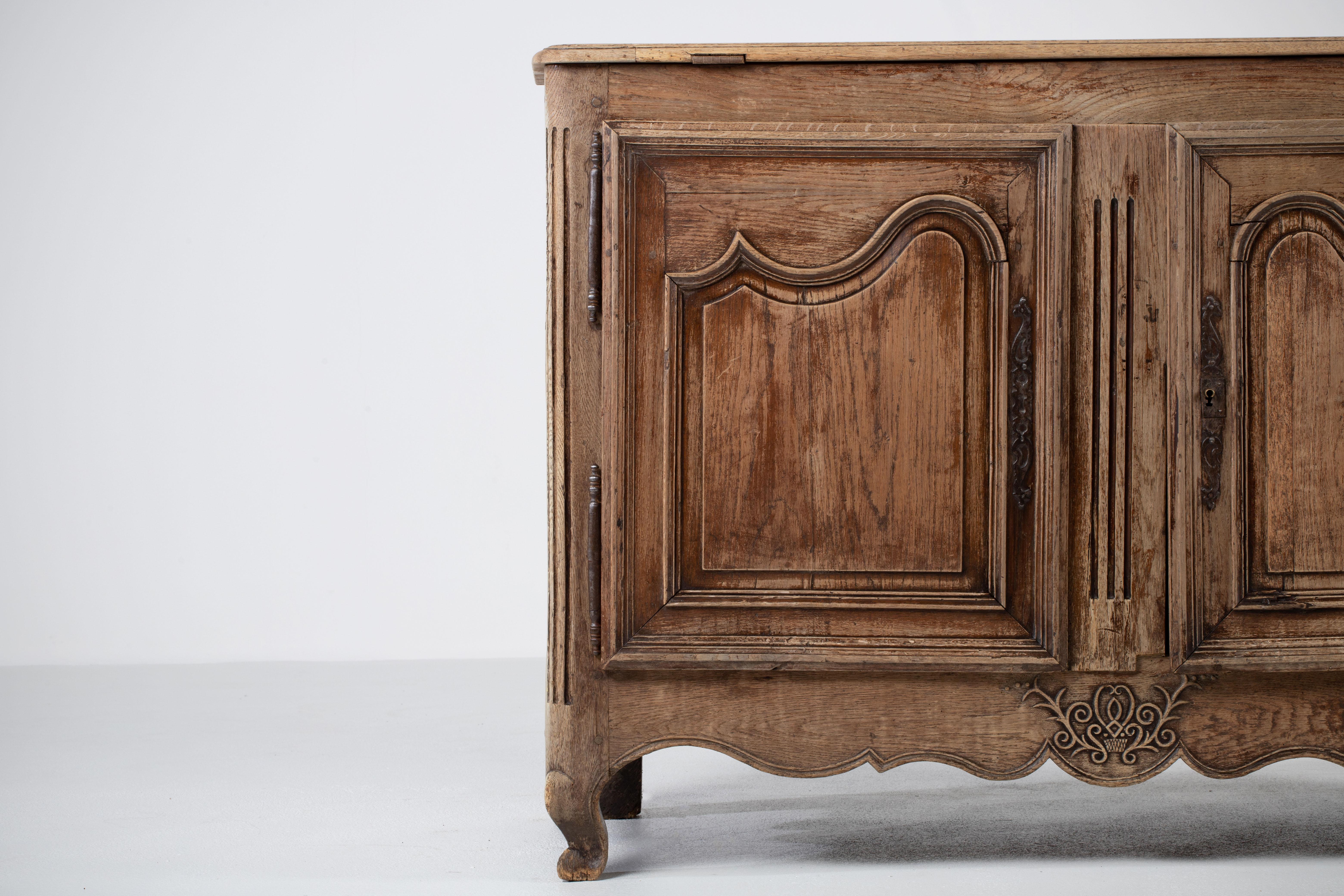 19th Century French Provencal Bleached Oak Buffet Cabinet For Sale 5