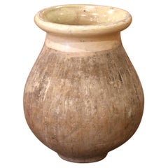 19th Century French Provencal Glazed Terracotta Olive Oil Jar from Biot