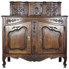Antique 19th Century French Provencal Louis XV Style Walnut Carved Sideboard