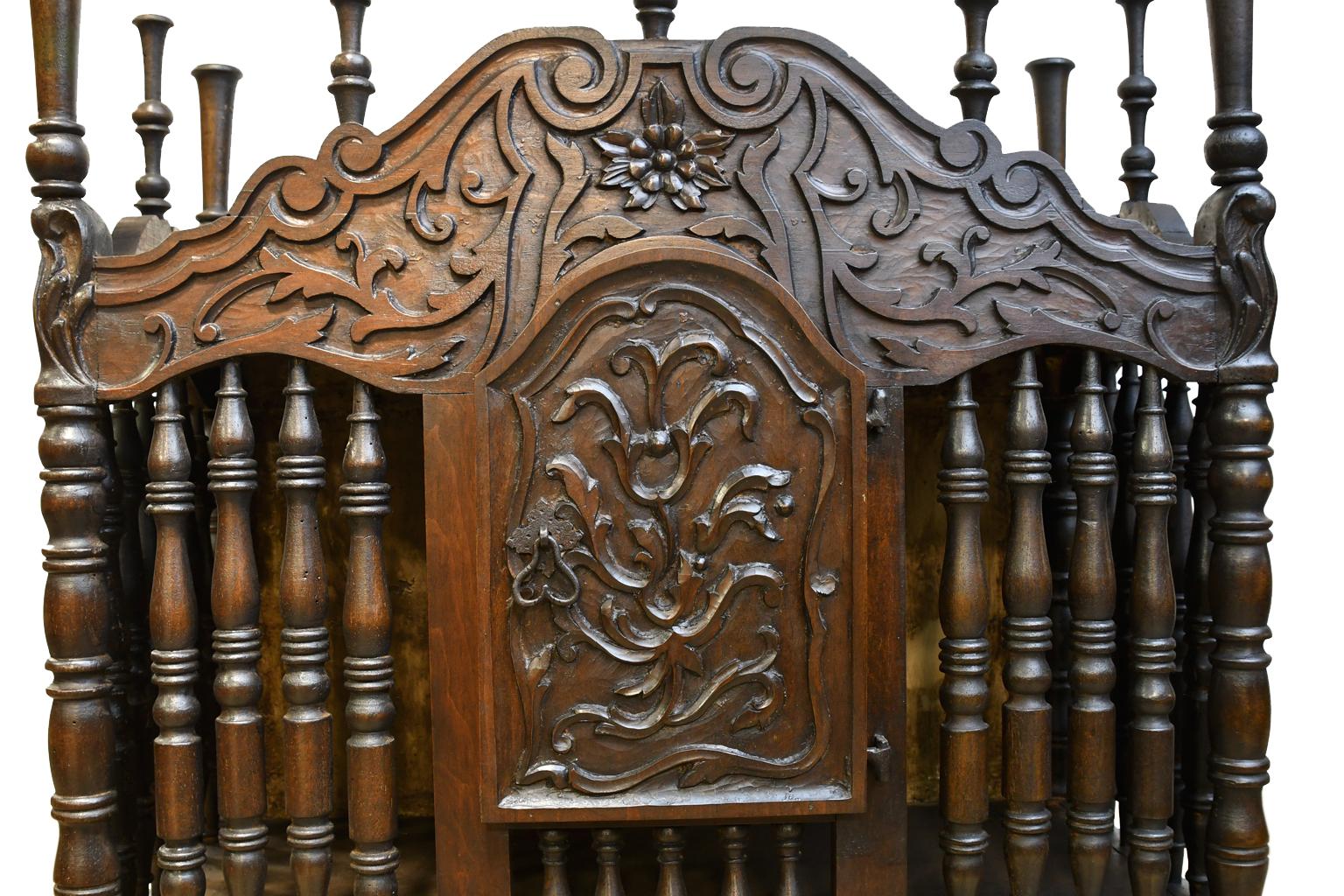 19th Century French Provencal Panetière Bread Cupboard in Carved Chestnut For Sale 2