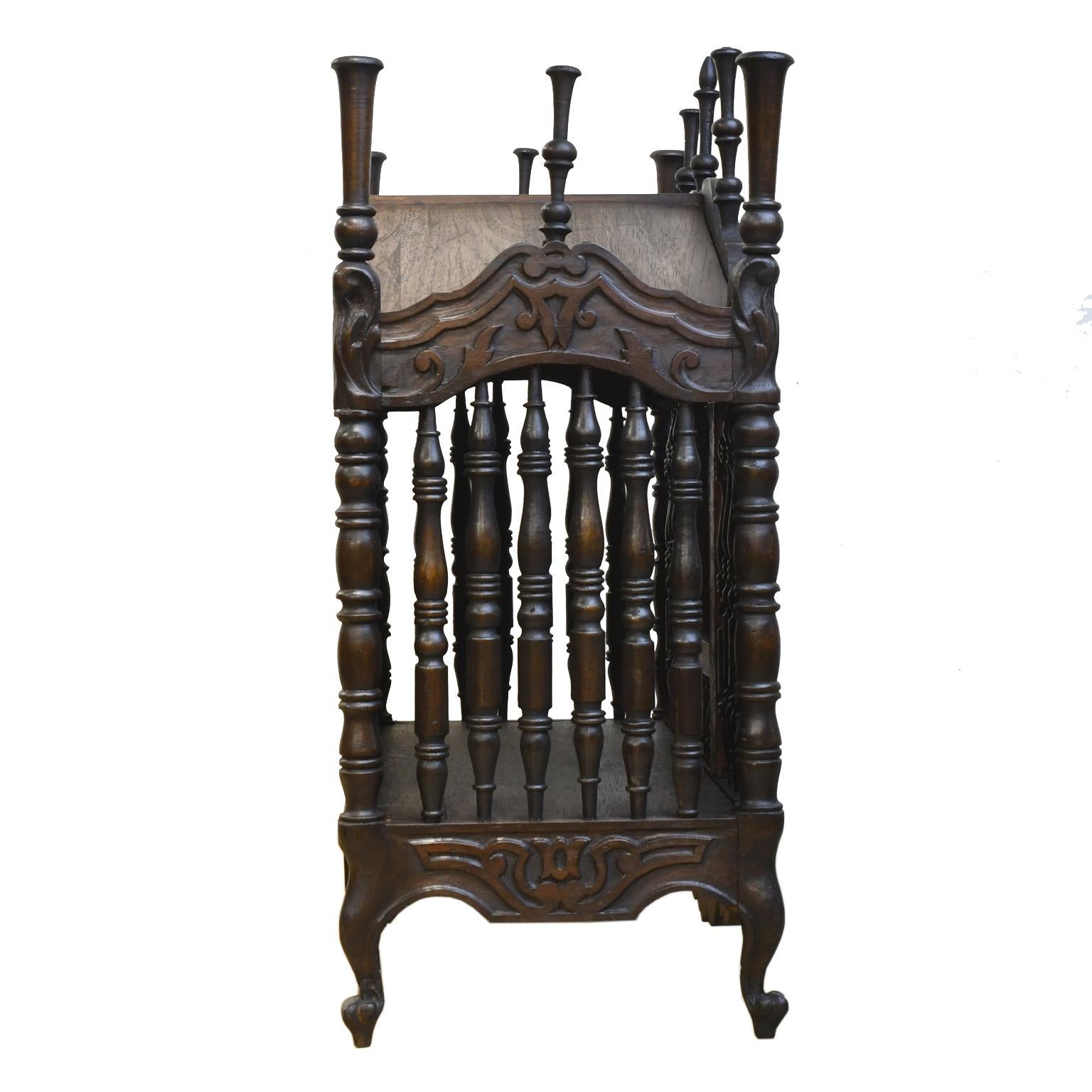 Forged 19th Century French Provencal Panetière Bread Cupboard in Carved Chestnut For Sale