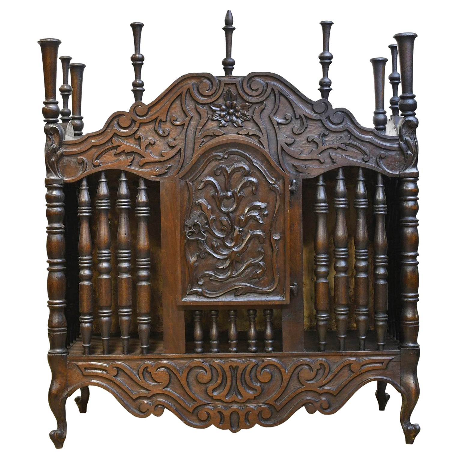 19th Century French Provencal Panetière Bread Cupboard in Carved Chestnut