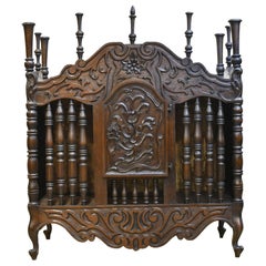 Antique 19th Century French Provencal Panetière Bread Cupboard in Carved Chestnut