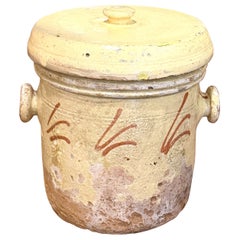 19th Century French Provence Glazed Terracotta Storage Pot with Lid