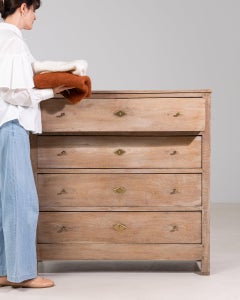 19th Century French Provincial Armoire in Honey Oak with Two Doors