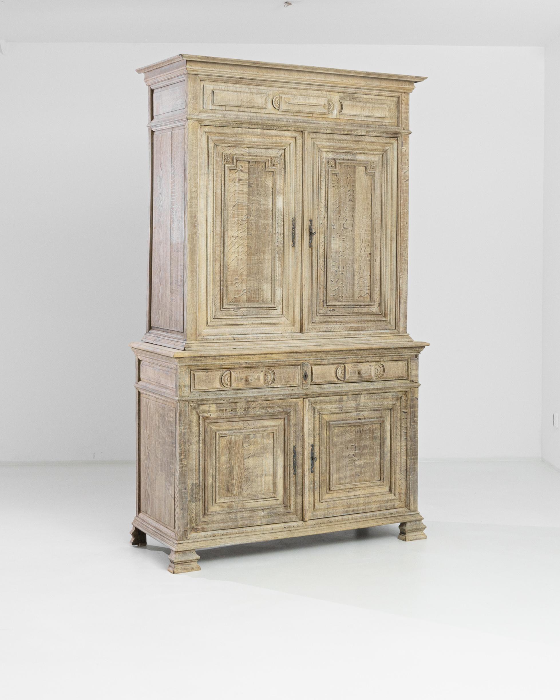 Brass 19th Century French Provincial Bleached Oak Buffet