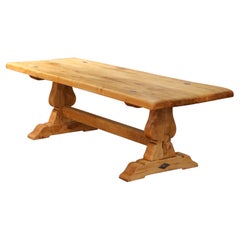 Tavolo da fattoria a cavalletto in rovere sbiancato della provincia francese del XIX secolo