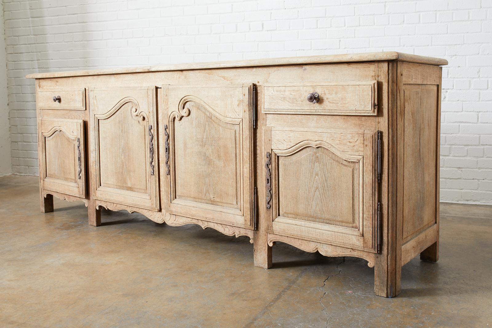 19th Century French Provincial Bleached Oak Sideboard Enfilade 8
