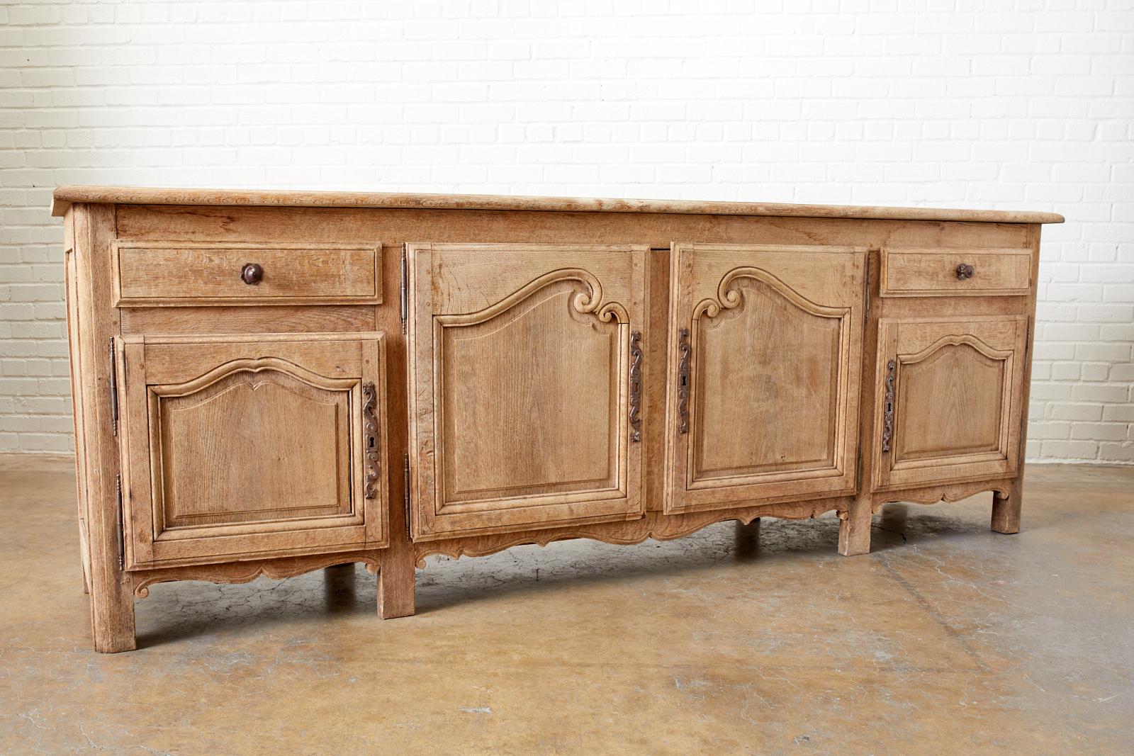 19th Century French Provincial Bleached Oak Sideboard Enfilade 9
