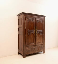 19th Century French Provincial Breton Folk-Art Cabinet or Armoire