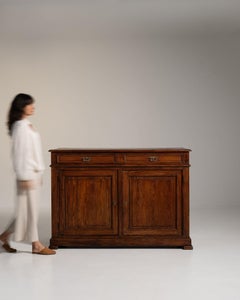 19th Century French Provincial Buffet in Brown Wood, Rustic Charm