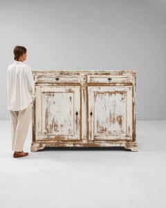 19th Century French Provincial Buffet in Whitewashed Distressed Wood