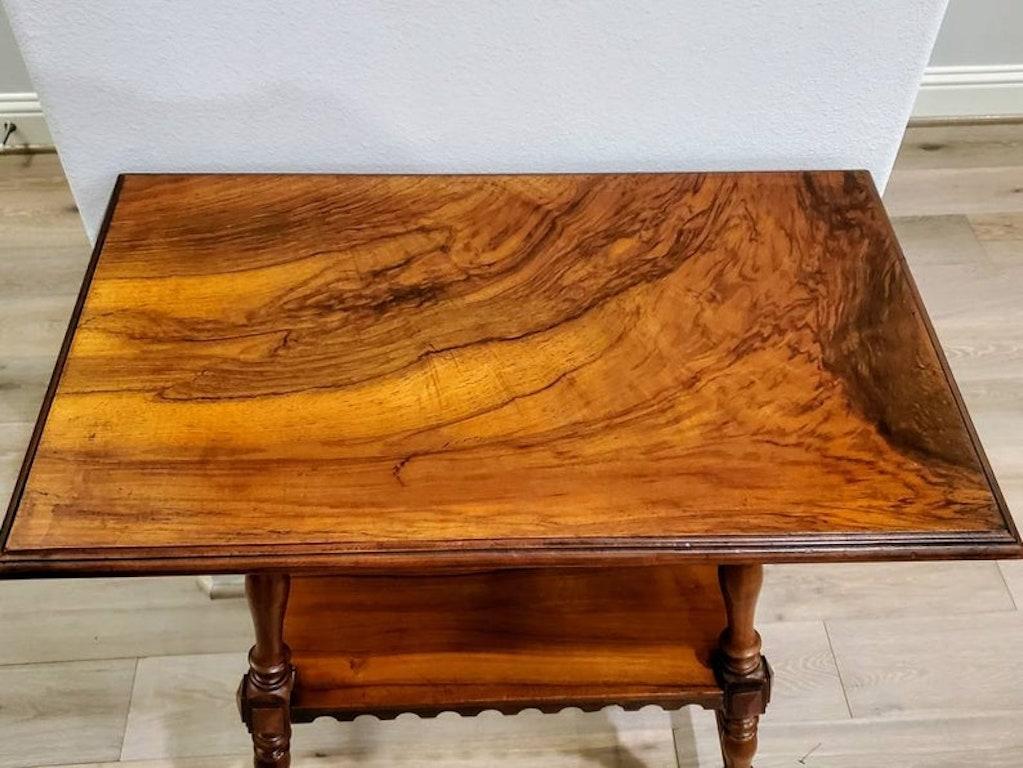 19th Century French Provincial Burl Walnut Tiered Hall Table 2