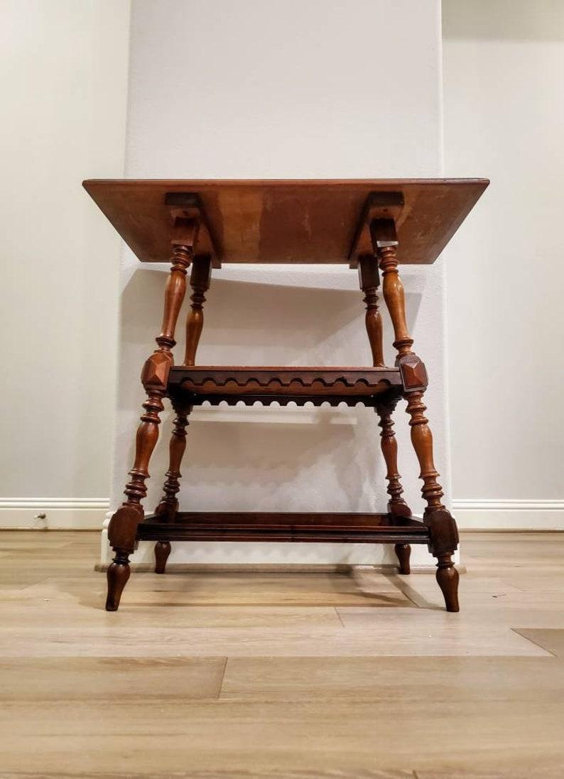 19th Century French Provincial Burl Walnut Tiered Hall Table 4