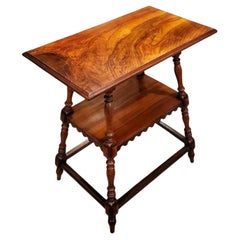 Antique 19th Century French Provincial Burl Walnut Tiered Hall Table