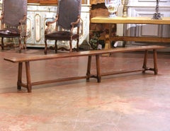 19th Century French Provincial Carved Cherry Farm Bench From Poitou