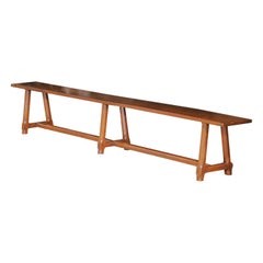 19th Century French Provincial Carved Cherry Farm Bench From Poitou