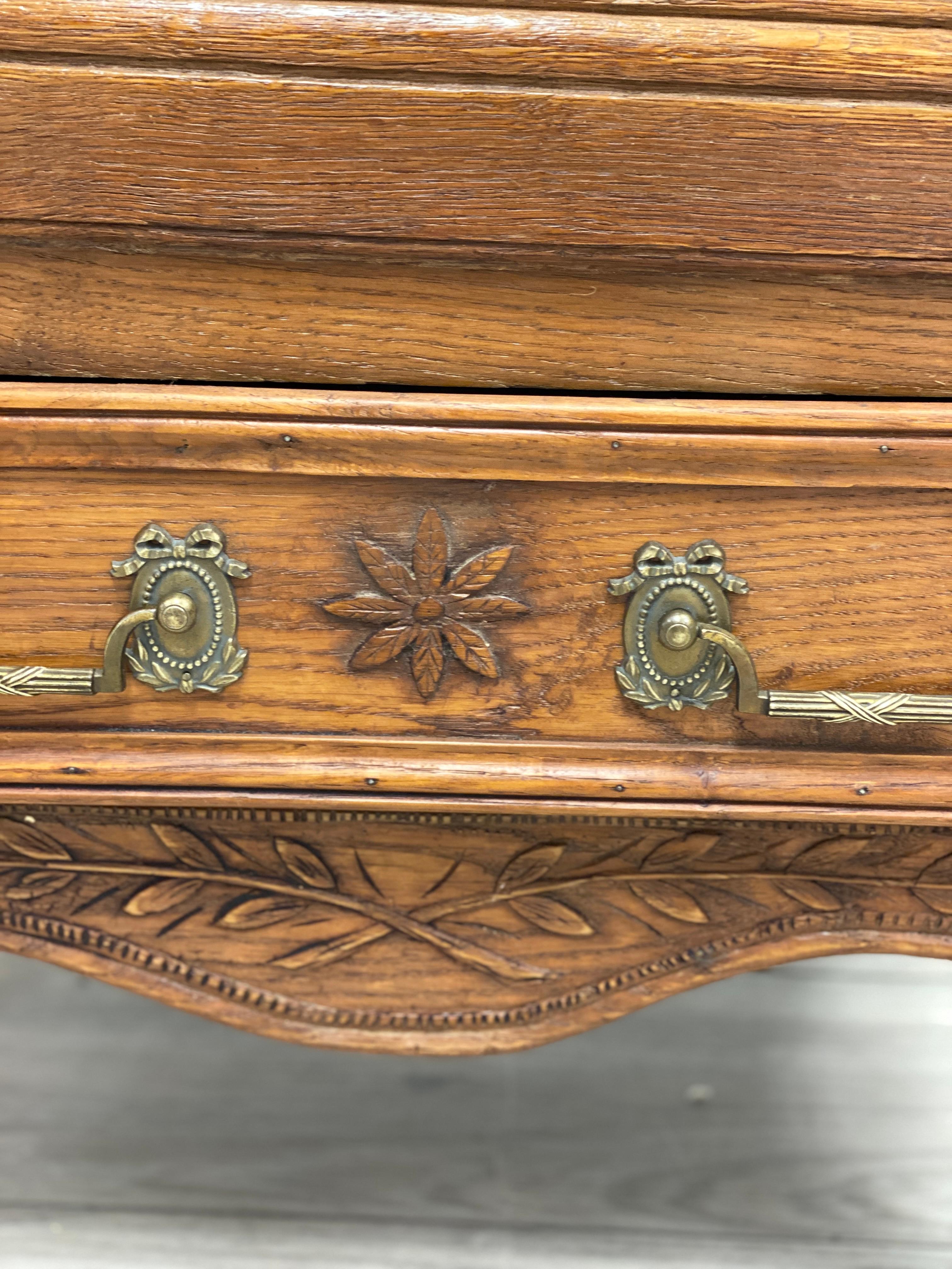 19th Century French Provincial Carved Oak Bookcase 2