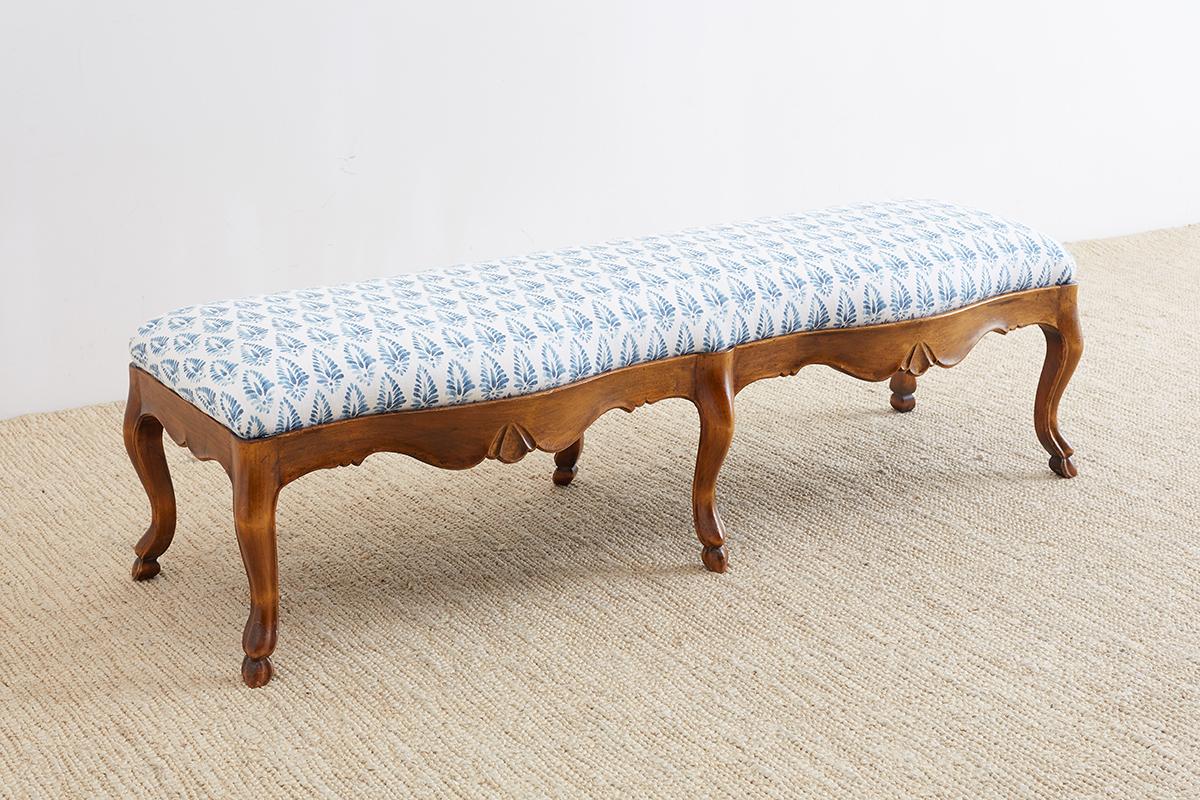 19th Century French Provincial Carved Walnut Bench 6