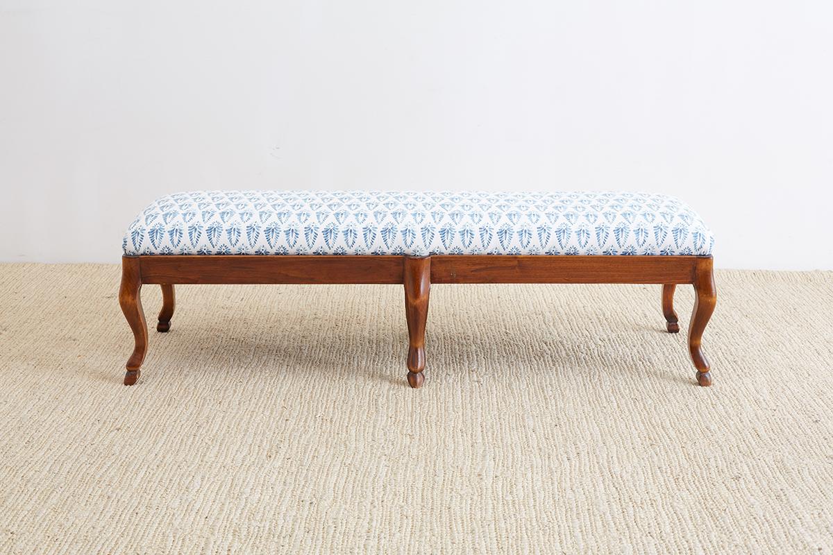 19th Century French Provincial Carved Walnut Bench 2