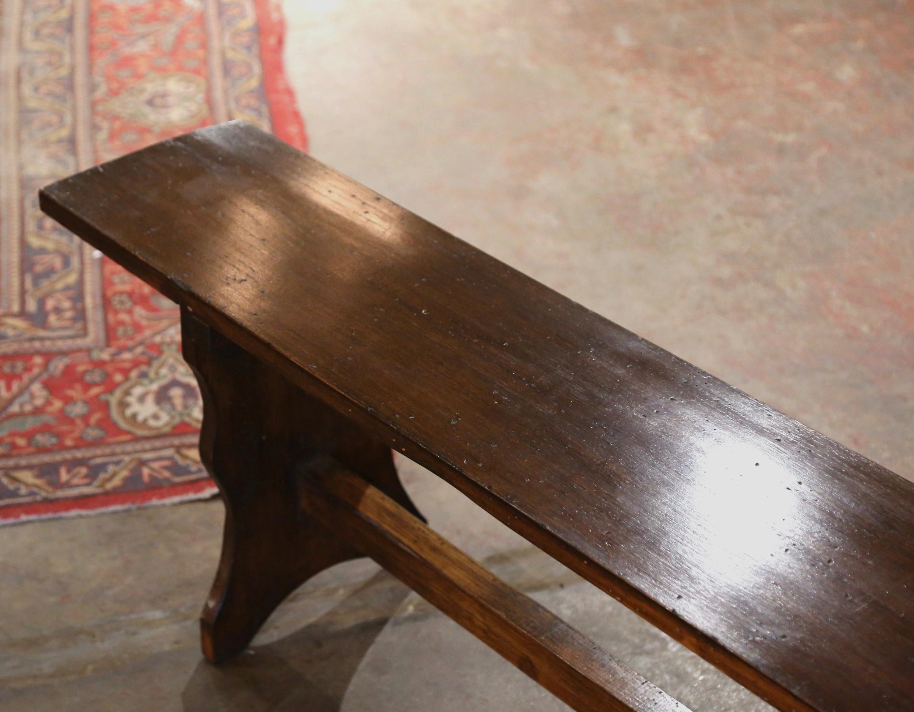 Country 19th Century French Provincial Carved Walnut Farmhouse Trestle Bench
