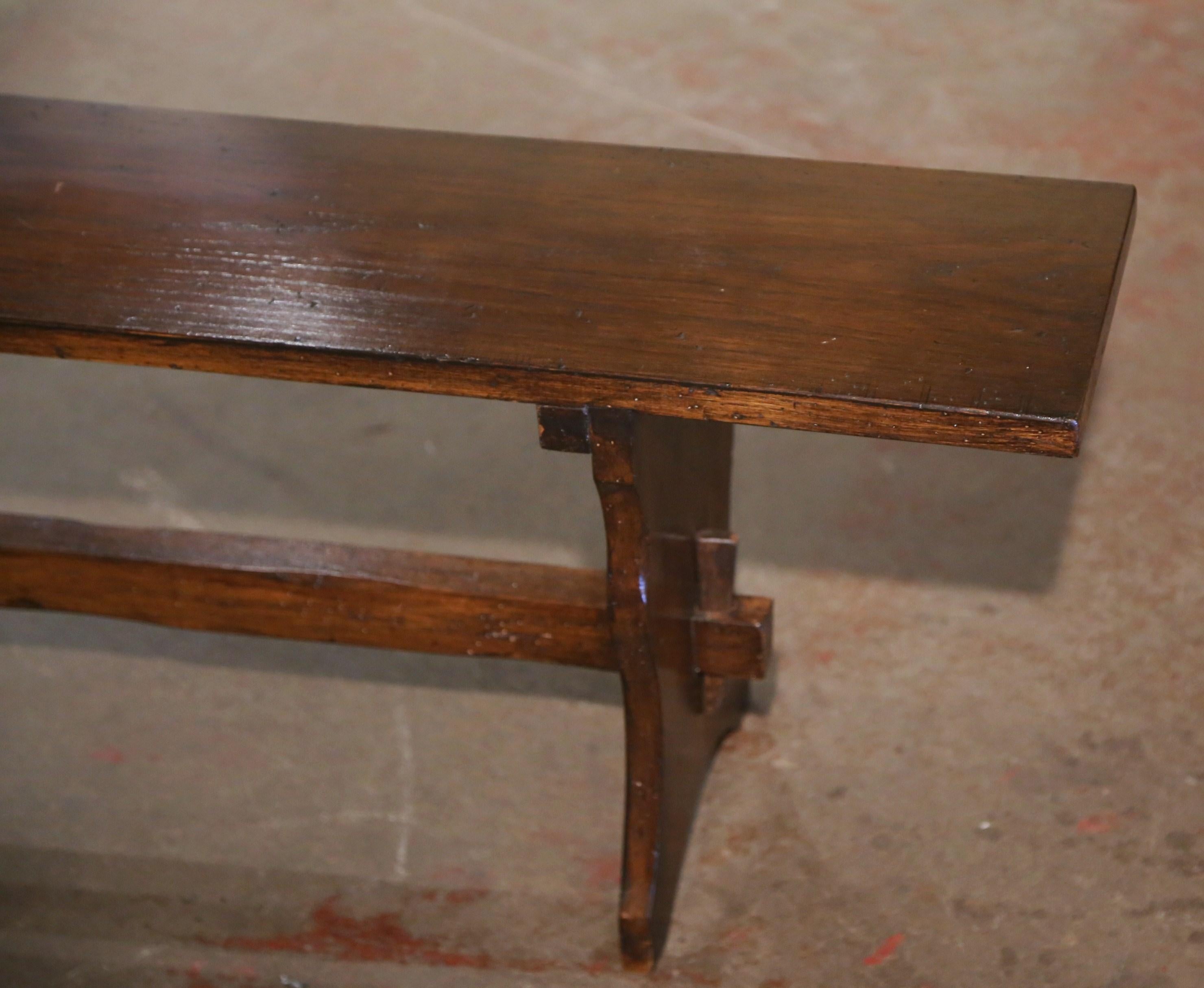 Cherry 19th Century French Provincial Carved Walnut Farmhouse Trestle Bench