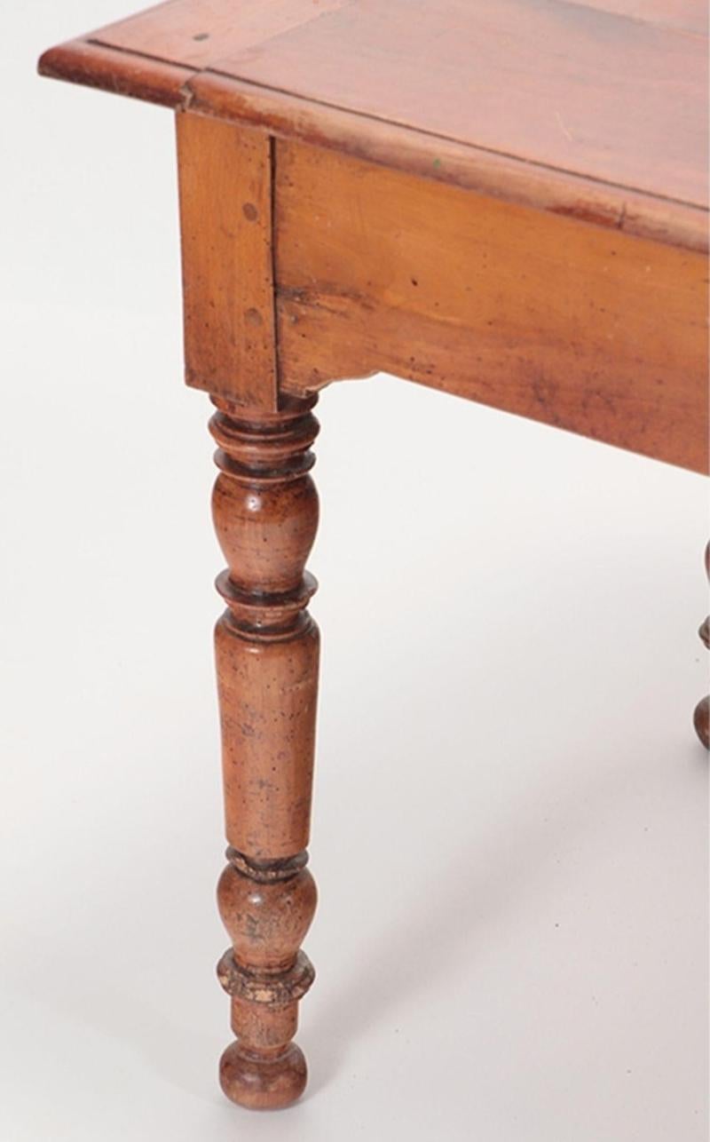 19th Century French Provincial Cherry Wood Farm Table with Turned Legs For Sale 3