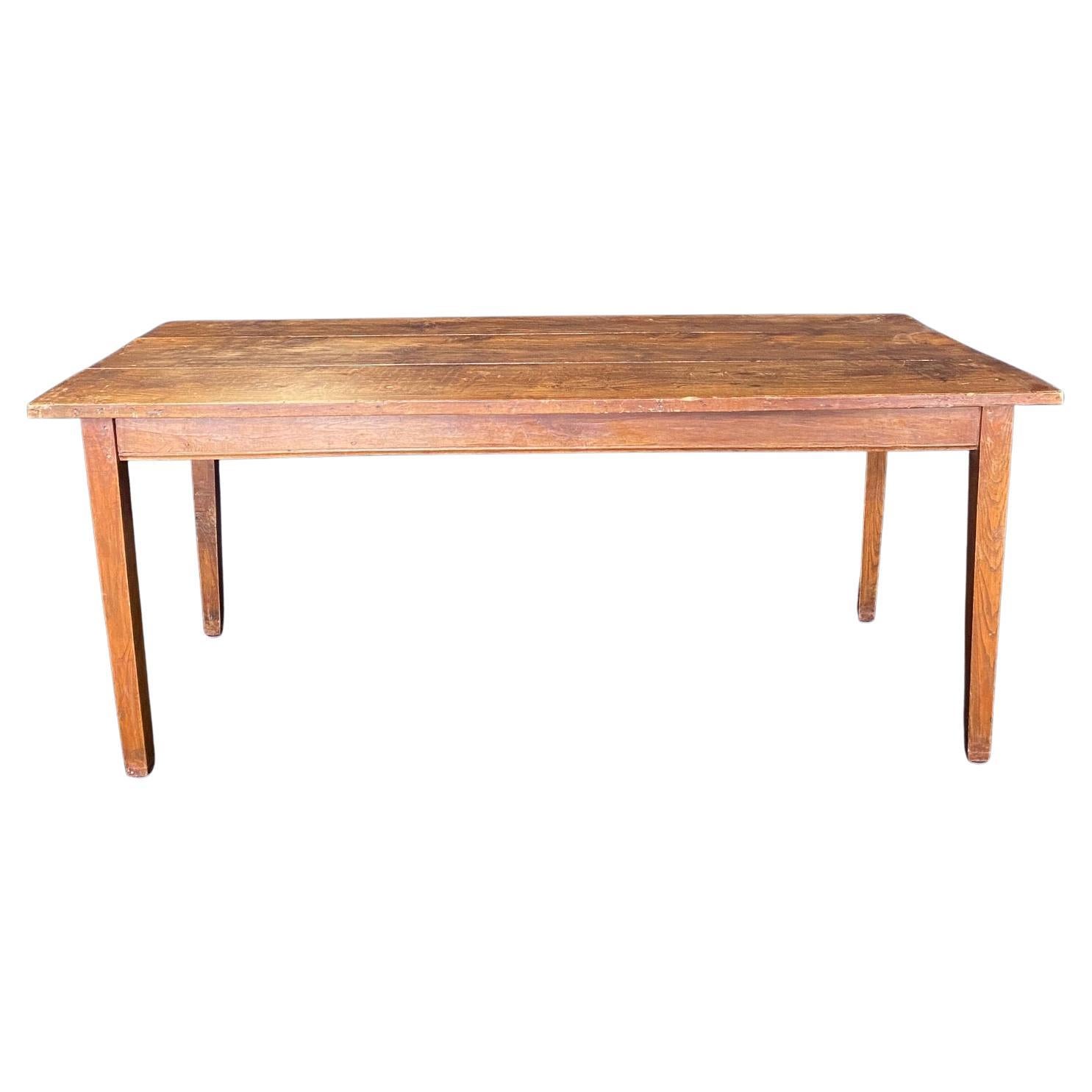 19th Century French Provincial Country Farmhouse Pine Dining Table  For Sale