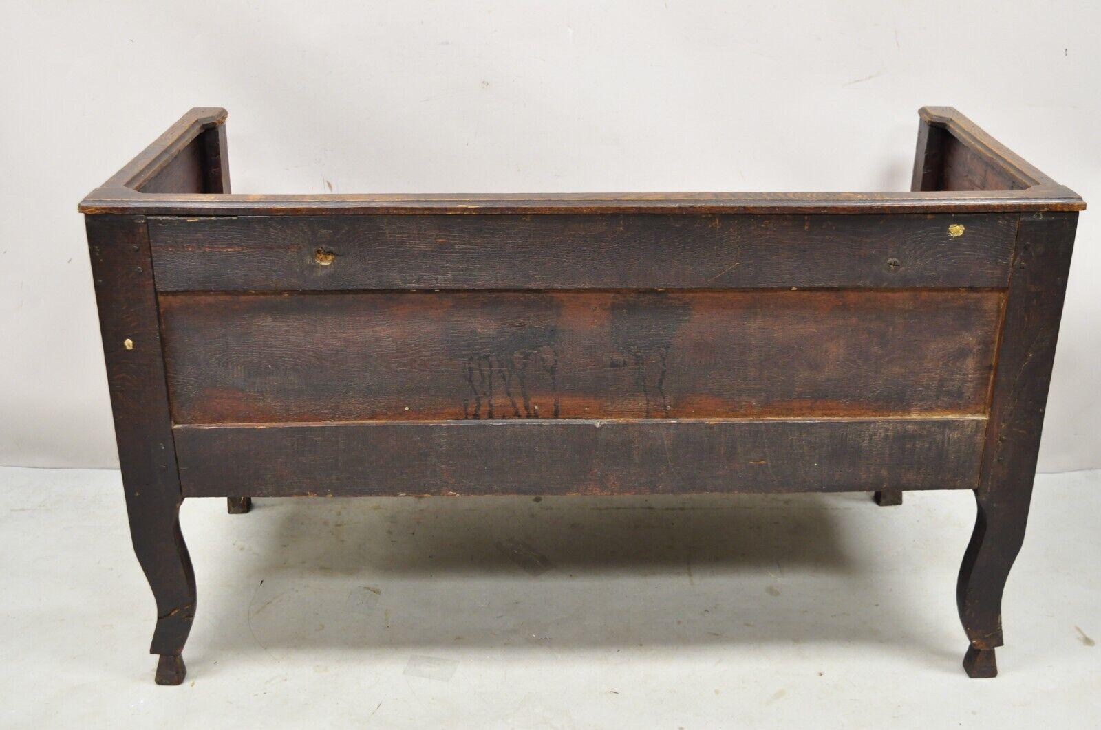19th Century French Provincial Country Walnut Hoof Foot Storage Window Bench 7