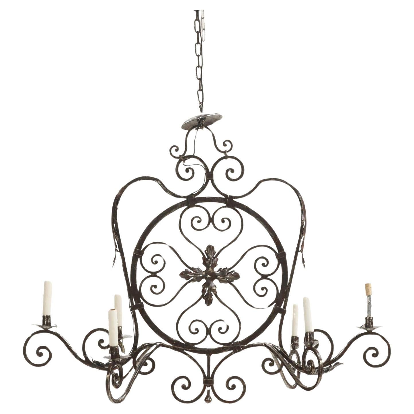 19th Century French Provincial Decorative Steel Chandelier For Sale