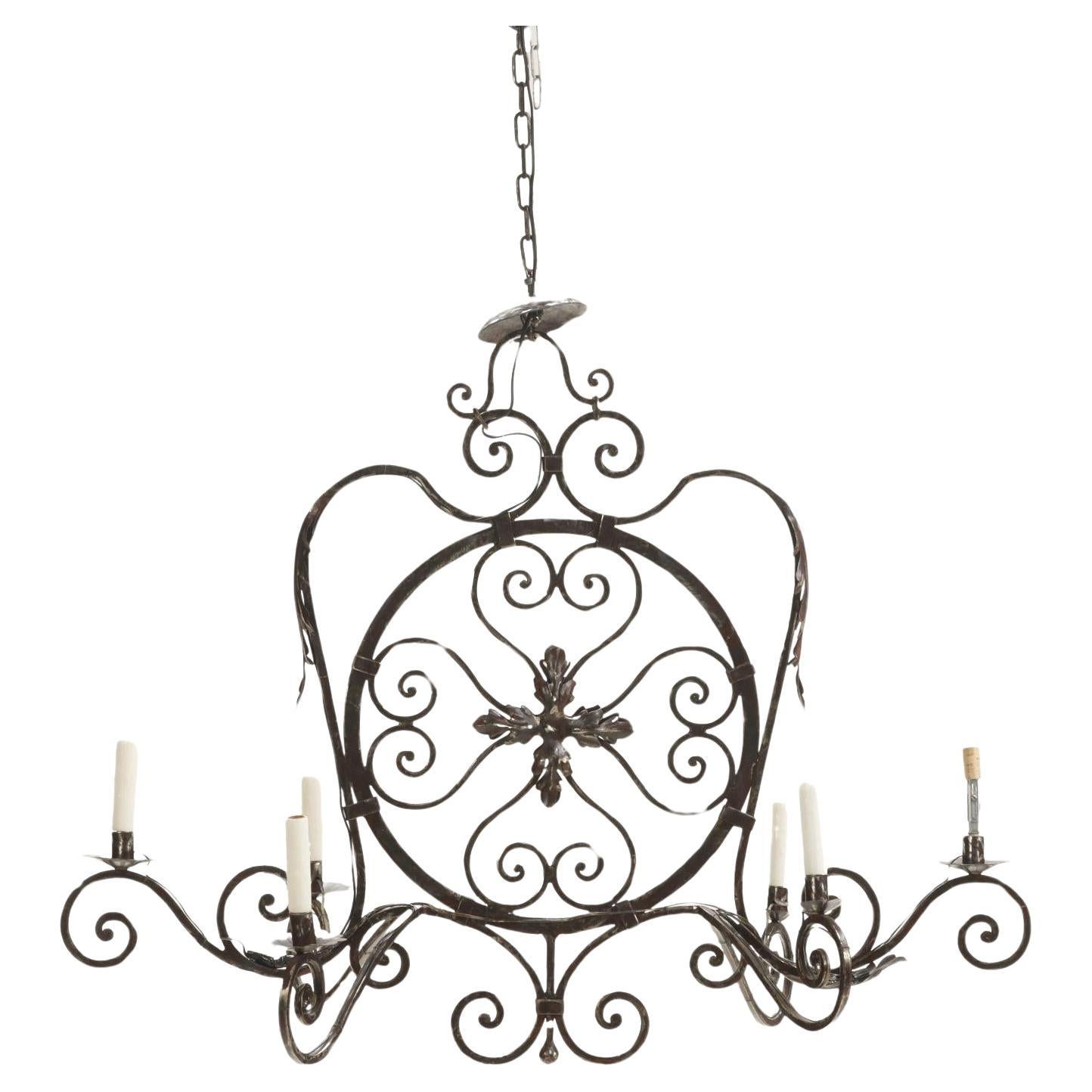 Lampadario decorativo in acciaio della provincia francese del XIX secolo