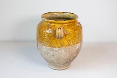 19th Century French Provincial Double Handled Pot à Confit with Yellow Glaze